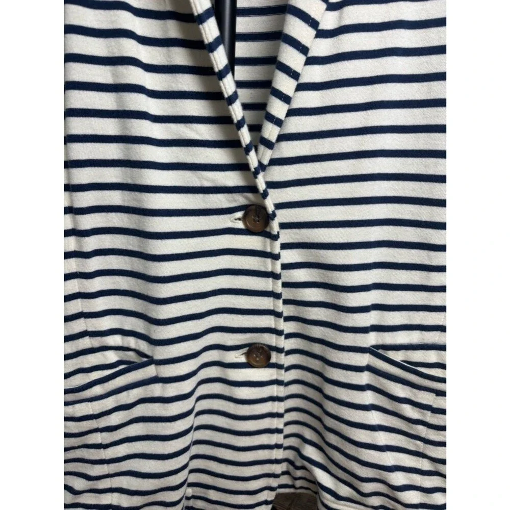 J. Crew Women’s L 100% Cotton Striped Navy & Off White Summer Blazer